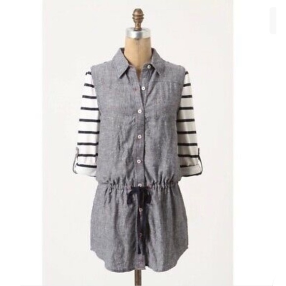 Anthropologie Postal Code Stripe & Chambray Tunic - Picture 2 of 13